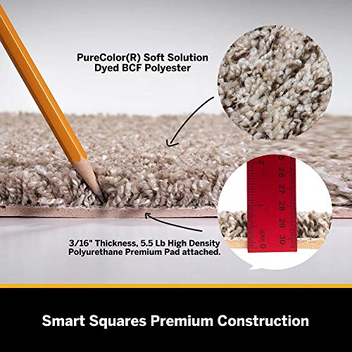 Smart Squares in A Snap Premium Made in The USA Carpet Tiles 18x18 Inch, Soft Padded, Seamless Appearance, Peel and Stick for Easy DIY Installation (10 Tiles - 22.5 Sq Ft, 388 Stonehenge) - Thumbnail 6