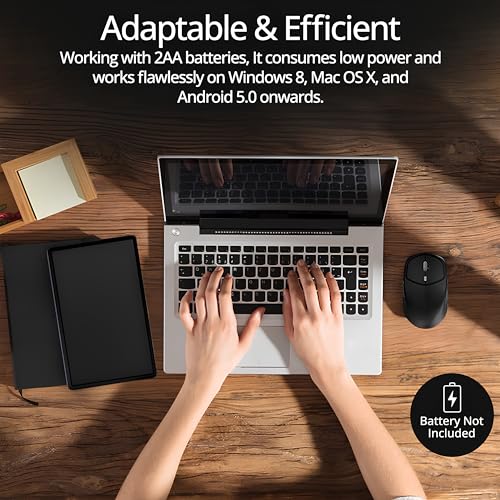 Image of Electro Wolf WM27 Jade 2.4Ghz Wireless + Bluetooth 5.0 Mouse, 6 Button Mice, DPI Upto 1600, Works on 2 Devices at Same time Windows /Mac /Android, Low Power Consumption (Jade Black)