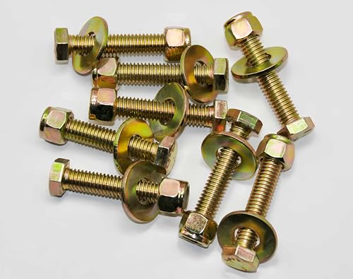 Image of 3 /8 inch x 2 inch Hex Head Bolt by Color Galvanization with Nylon Lock nut and Large Size Washer Assortment Kit,Alloy Steel,Grade 5.(8pcs Pack),by Metalsuberg.