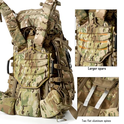 Image of MT Military Army Large Rucksack with Detacheable Assault Backpack Hydration Pack Shoulder Straps and Waist Belt Metal Frame | Detacheable
