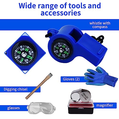 YTYLSJ 23 Ounce Geological Rock Hammer and Chisel Set for Hunting, Gold Mining, Exploration, and Stone Crushing - Beginner\'s Kit for Rock Hunting and Gold Mining (Blue-1)