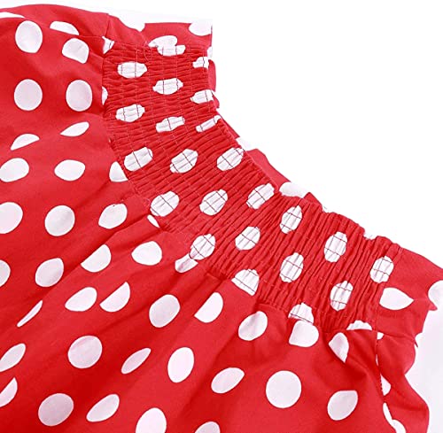 Bi.tencon 1950S Retro Red Polka Dot Skirt High Waisted Full Swing Flare Skirts S #TOP2