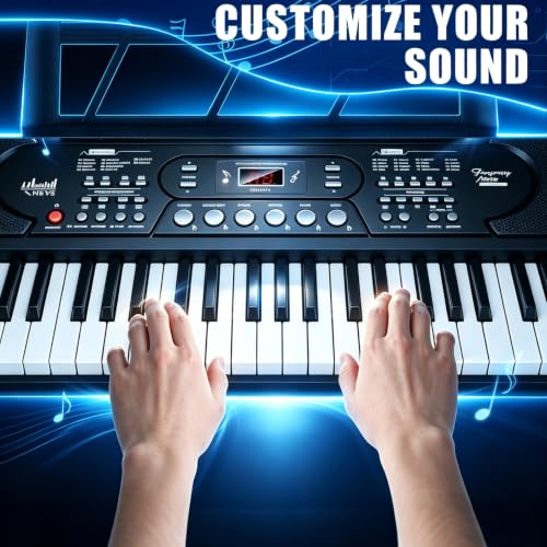 Image of 61 Key Keyboard Piano, Portable Electric Keyboard Piano for Beginners | LCD Display, Stereo Speakers, Microphone, Sheet Music Stand, Digital Music Keyboard