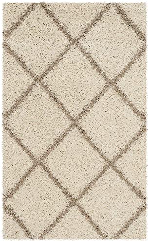 Image of Super Ultra Modern Soft Shaggy Handcrafted Anti-Skid Silk Touch Carpet, Size 12x18 Feet, Color IVORYY /BEIGEE
