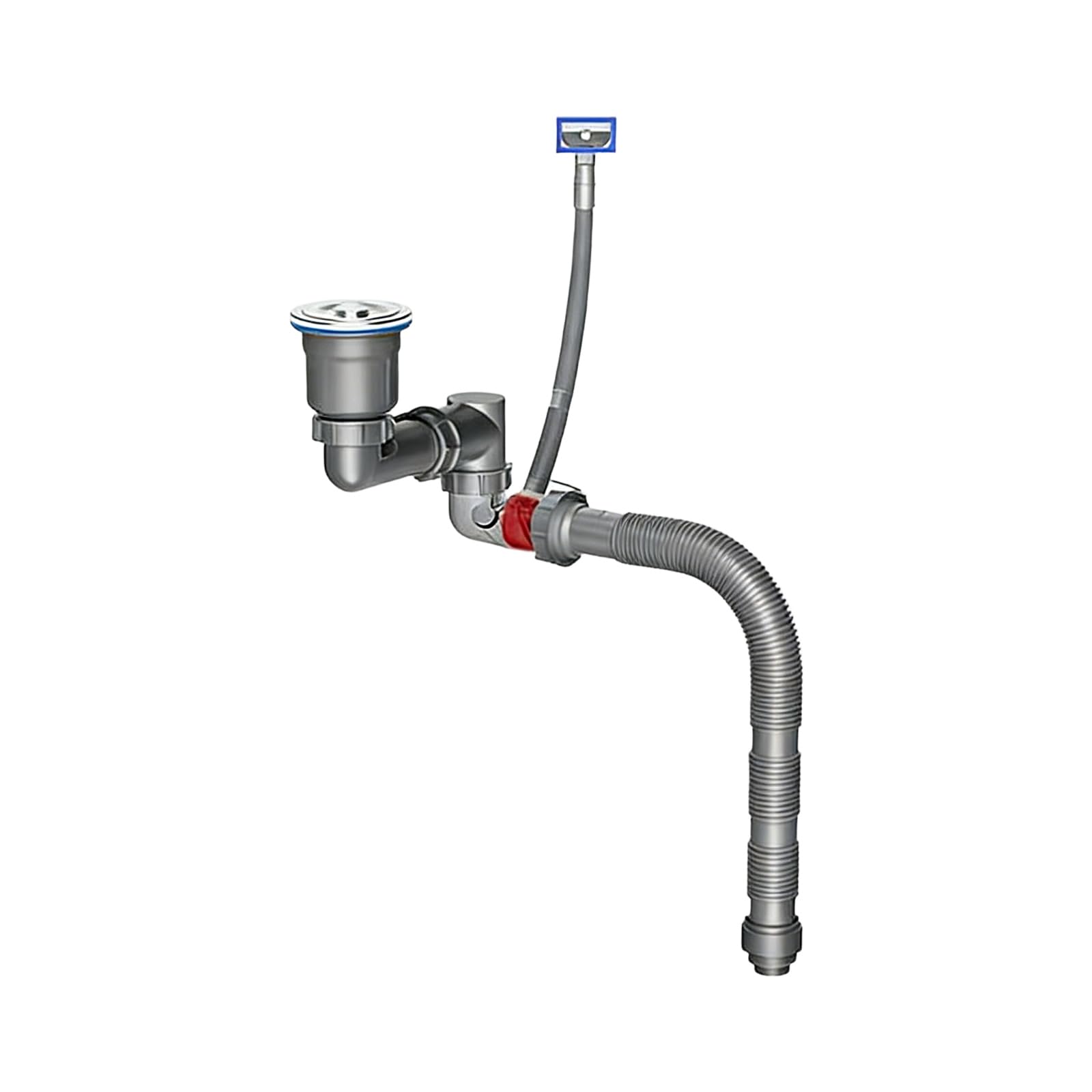 Strong PP & Steel Sink Drain Pipe Flexible Sink Waste Pipe with Enhances Flows Channel to Clogging for Kitchen Permanent Kitchen Drain