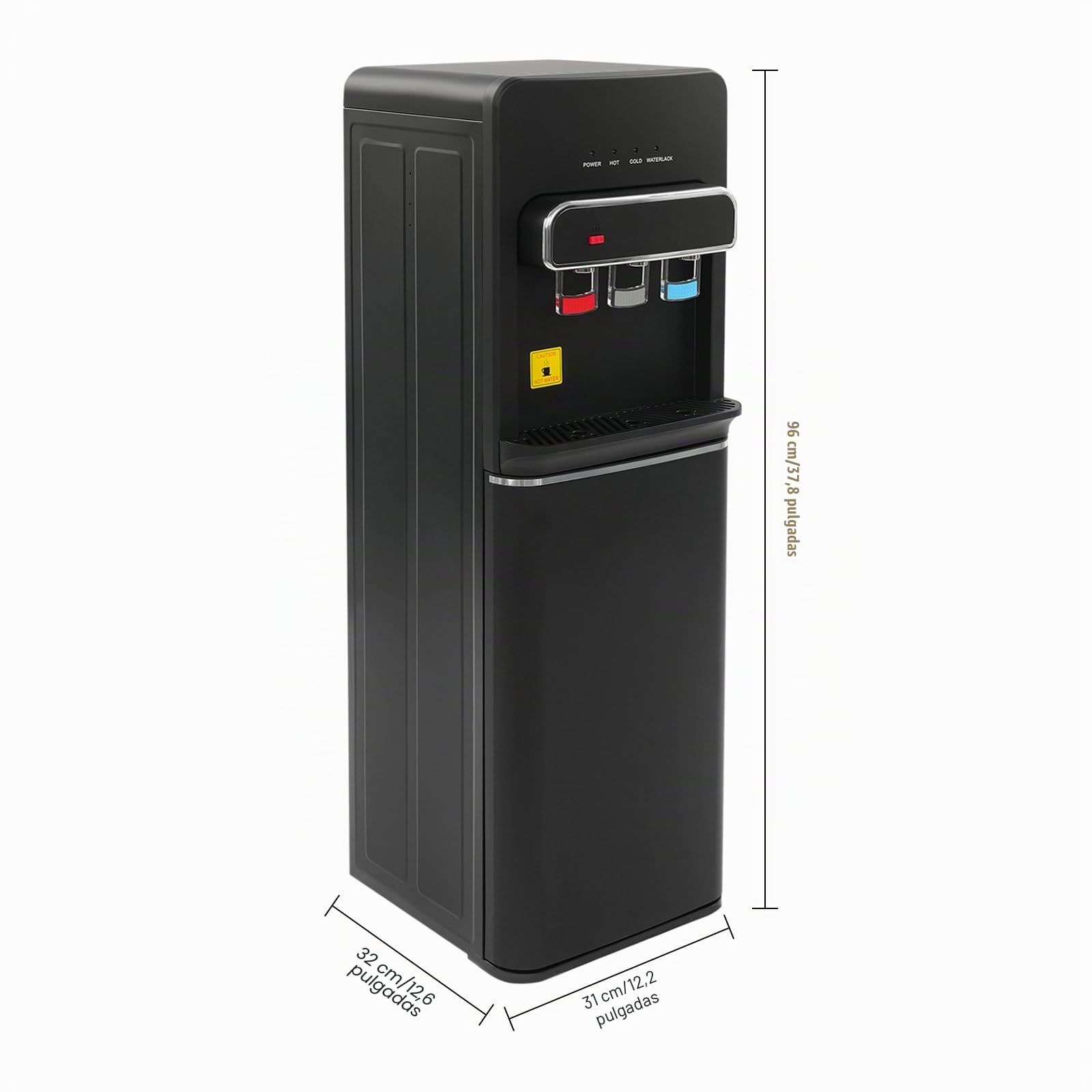 Dispensador de agua inferior de 3 temperaturas – Dispensador de agua de pie con protección infantil y protección contra ebullición en seco, agua caliente y fría, 550 W, potencia de calentamiento 1,1