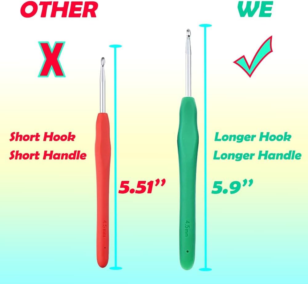 Yarniss Ergonomic Crochet Hooks Set, 9 Sizes Crochet Hooks with Case 2.0mm~6.0mm for Beginner