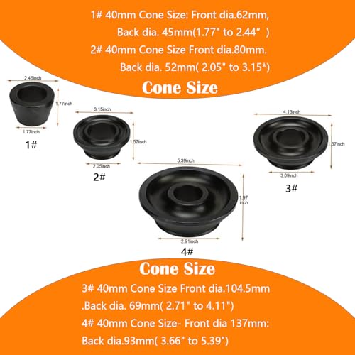 Image of 4 Pcs Universal Wheel Balancer Standard Taper Cone Set - 40mm Shaft- #45 Carbon Steel