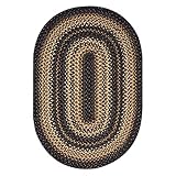 Kilimanjaro Premium Jute Braided Area Rug by Homespice, 27' x 45' Oval Brown - Cream - Black, Reversible, Natural Jute Yarn Rustic, Country, Primitive, Farmhouse Style - 30 Day Risk Free Purchase