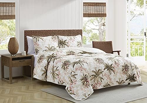 Tommy Bahama - Quilt Set, Reversible Cotton Bedding with Matching Shams, Lightweight Home Decor for All Seasons (Bonny Cove Ivory, King)