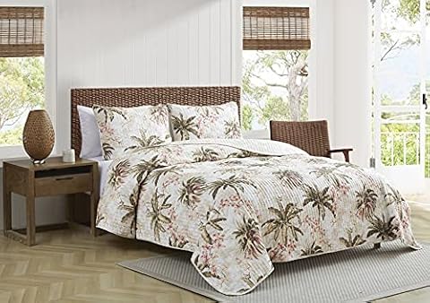 Tommy Bahama - Zestaw kołder typu king-size, dwustronna pościel bawełniana z pasującymi pokrowcami, lekka dekoracja domu na wszystkie pory roku (Bonny Cove Ivory, King)