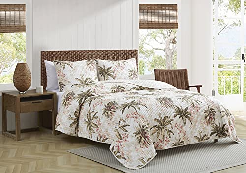Tommy Bahama - Zestaw kołder typu king-size, dwustronna pościel bawełniana z pasującymi pokrowcami, lekka dekoracja domu na wszystkie pory roku (Bonny Cove Ivory, King)