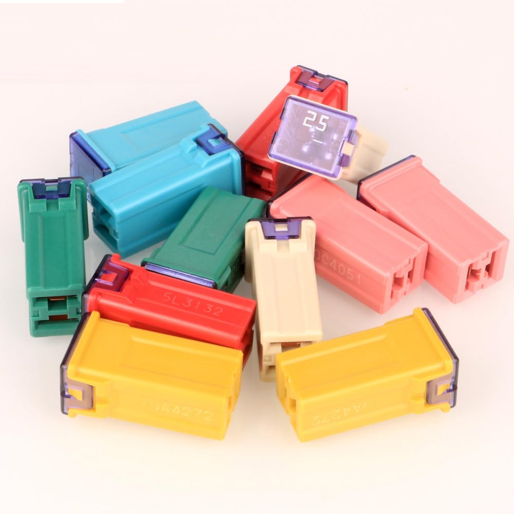 Gebildet 12pcs 12V-24V Automotive Tall Profile Jcase Box Shaped Assorted Fuse for Trucks,Cars and SUV,Boat(20A/25A/30A/40A/50A/60A,Each 2pcs)