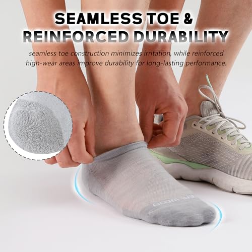 Image of No Show Athletic Socks, ZEALWOOD 3 Pairs Merino Wool Ultra-Light Running Tennis Golf Socks for Men Women