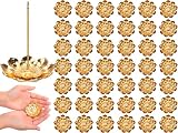Layhit 60 Pcs Return Gifts for Pooja Bulk Incense Holder 2.16 Inches/5.5 cm Indian Return Gifts for Women Navratri Gold Lotus Incense Sticks Holder, Zinc Alloy Stick/Coil/Cone Anti Ash Spilling