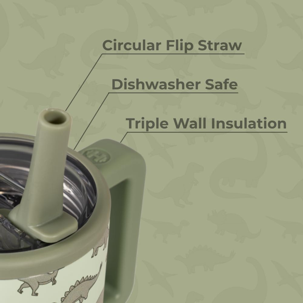 HydroJug Kids - 20 oz Insulated Kids Water Bottle with Flip Straw & Handle | Leak-Proof & Durable | Perfect for School, Sports, Lunch, Travel & Camp, Dinosaur - Image 3