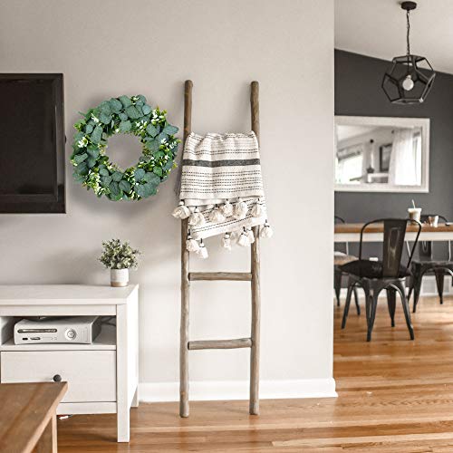 Bhappy Eucalyptus Wreath With Flowers 15 Inch Faux Floral Eucalyptus Green Wreath Indoor Front Door Home Wall Window Wedding Farmhouse Party Festival Decor #TOP4