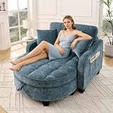 ZIDEY Sofa mit mit Aufbewahrungs-Hocker, Schlafsofa mit Verstellbarer Rückenlehne und Kissen, Klein Sofa, für kleine Wohnzimmer,Studienzimmer,Schlafzimmer,Blau