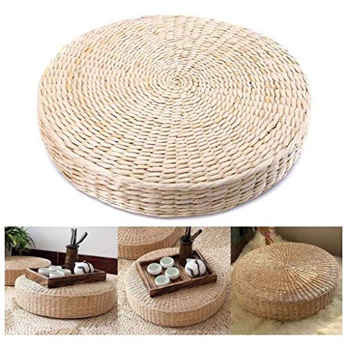 LDFV Hecho A Mano Cuadrado Cojín De Meditación Almohada,para Tejer Futón Yoga Era Cabrito,Japonés Paja Tatami Cojín De Suelo,Respirable Espesar Mimbre Cojín del Asiento-B 50 * 50 * 6cm
