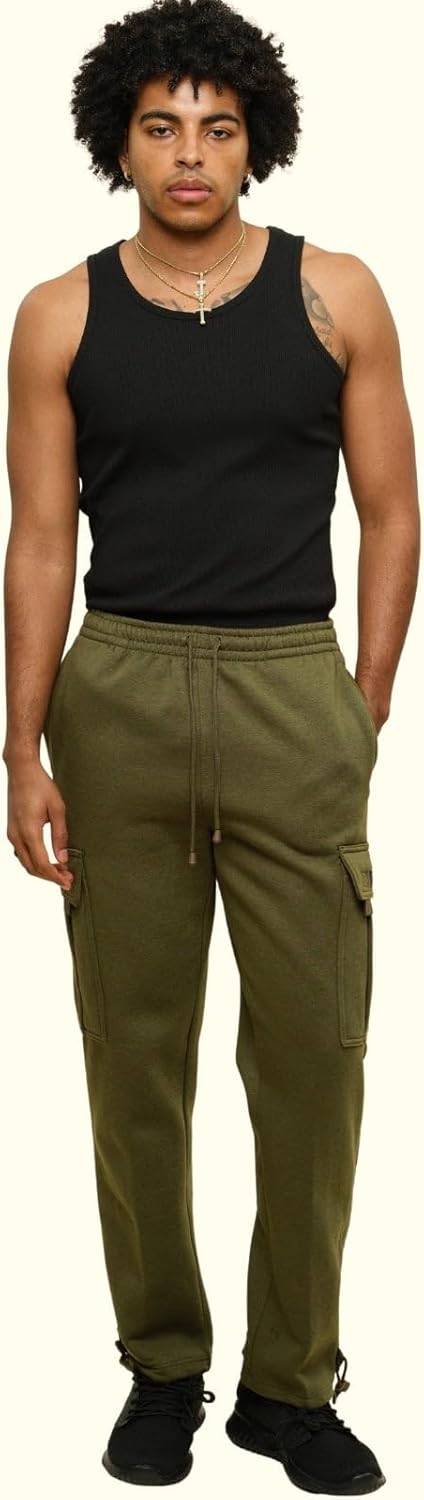 G-Style USA Men's Solid Fleece Heavyweight Cargo Pants - Image 5