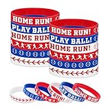 JarThenaAMCS 36Pcs Baseball Silicone Wristband 6 Designs Red Blue White Rubber Bracelets for Sport Events Birthday Party Favors Supplies