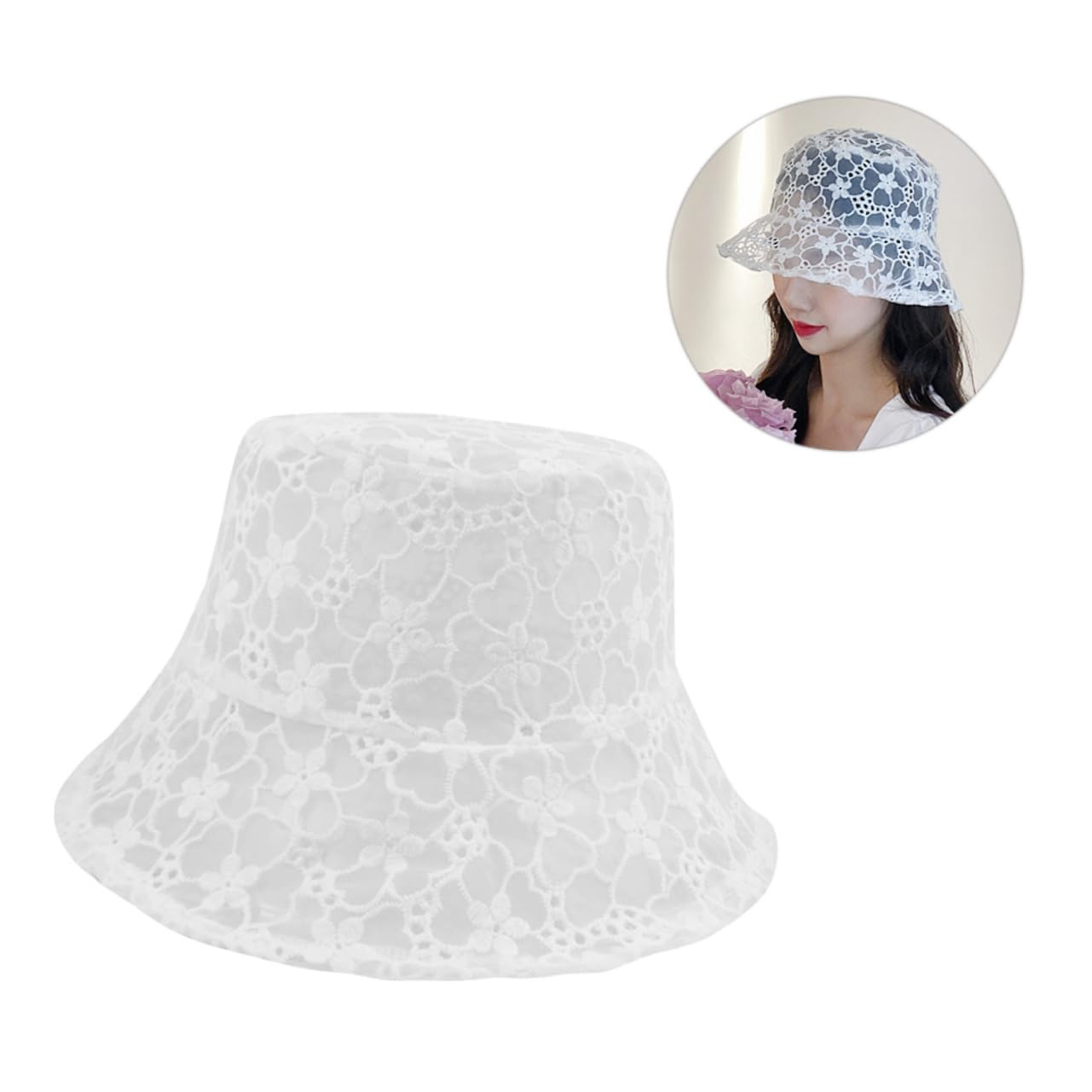 Healeved Lot De 3 en Dentelle pour Femmes Chapeaux Et Casquettes Chapeau De Plage Protection Solaire Protection UV De Pêcheur De Soleil pour Adulte Blanc