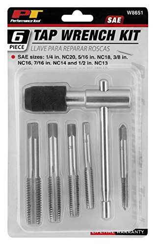 Performance Tool W8651 Dual Jaw Thread Renewal Wrench For Standard Pipe Sizes - Tungsten Steel, Sae 1/4"-1/2" With Positive Grip T-Handle #TOP1