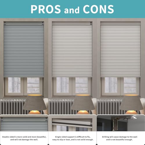 Image of MYshade Custom Drill Free Blinds, No Drill No Tools Cellular Window Shades, Cordless Blackout Blind for Indoor Windows, Easy to Install Honeycomb Shades & Blinds, Grey