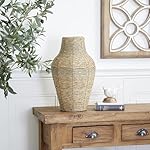 Deco 79 Faux Seagrass Handmade Decorative Vase Tall Woven Floor Centerpiece Vase, Vase for Home Decoration 10" x 10" x 18", Brown - Image 3