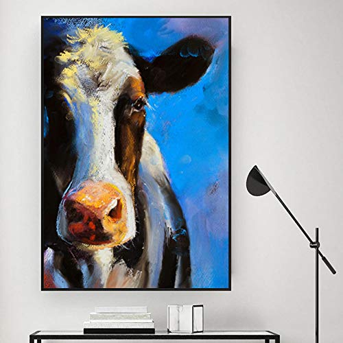 Toile vache abstraite 70x100 cm avec impression haute definition d'art animalier mural