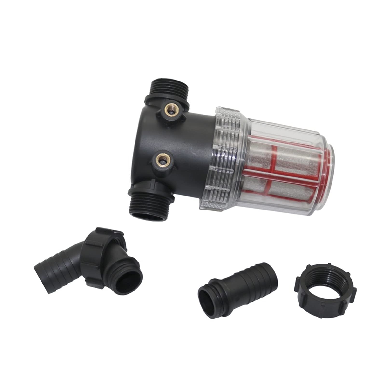 Kit de conectores conjuntos de manguera 50 Malla Filtro de flujo grande 20 mm, 25 mm Barb Riego Agrícola Drenaje Sanitario Filtro visible Tubería de riego de césped Pre-Filtro (Color : 3I4 Inch)
