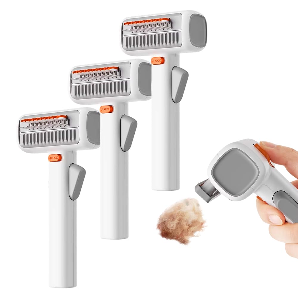 2-in-1 Pet Self-Detangling & Grooming Comb, 2026 New Professional Deshedding Tool for Dogs & Cats, Pets Grooming Brush Detangle, Deshed, Massage (White#3Pc)