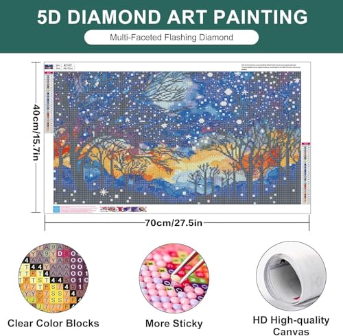 Zythron Large Diamond Art, Diamond Art Kits for Adults Beginner, Landscape Large Diamond Painting 5D DIY Full Round Gem Crystal Art Paint by Diamond, Home Wall Decor 27.5 X 15.7 inch — view 2