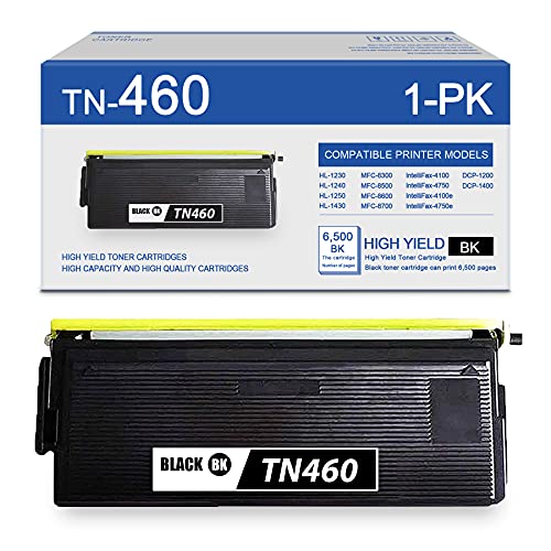 MaxColor 1 Pack Black TN460 High Yield Toner Compatible TN-460 Cartridge Replacement for Brother HL-1230 1240 1250 1270N 1430 1440 IntelliFax-4100e 4100 5750e MFC-8300 8500 DCP-1200 1400 Printer.