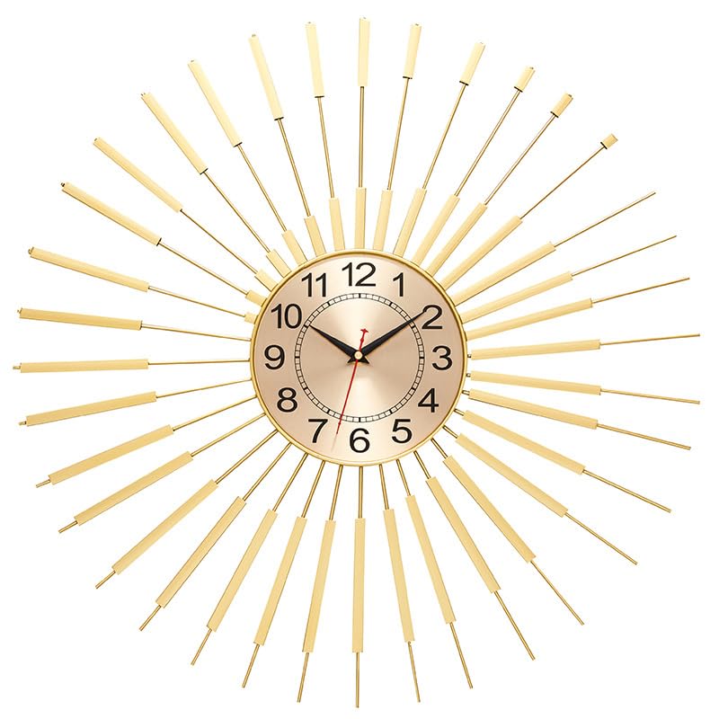 Horloge murale dorée 60 cm Horloge murale silencieuse Sunburst