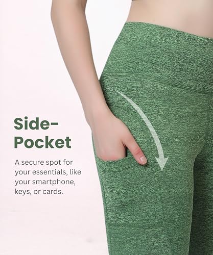 Image of Glamoras Women Polyester Spandex High Waist Gym Legging with Side Pocket, 4-Way Stretch, Squat-Proof, Moisture-Wicking Yoga Pants, Workout Tights for Running, Gym, Fitness, Training, Yoga & Activewear