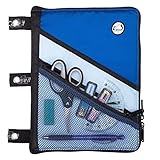 Case It Tablet Binder Accessory, Padded Tablet with 3 Steel Grommets, fits Any Standard 3 Ring Letter Size Binder,Mesh Pocket on Front, Zipper Closure, TBT-100, Blue
