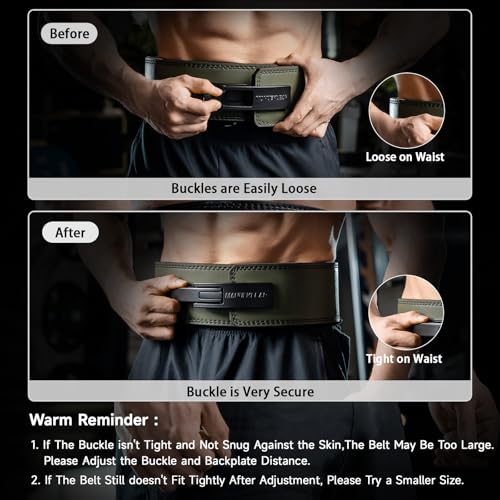 Image of 10mm Thick & 4inch Wide Weight Lifting Belt Lever, Lever Belt Weightlifting for Men and Women, Powerlifting Lever Gym Belt for Squat Deadlift Workout (Green, XL)