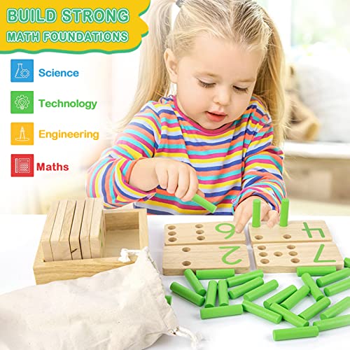 Dinorun Montessori Toys, Peg Board Toddler Toys, Counting Wooden Toys With 57 Pegs, Math Manipulatives, Montessori Toys For 3 Year Old & Kindergarten Learning Activities #TOP4