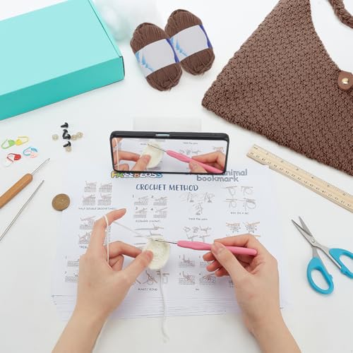 Image of ACRNIGHEET Beach Bag Crochet Kit for Beginners Brown Crochet Bag Making Kit for Women Knitting Supplies Kits DIY Craft Kits for Adults with Video Guide Tutorial Boho Style Gift Ideas