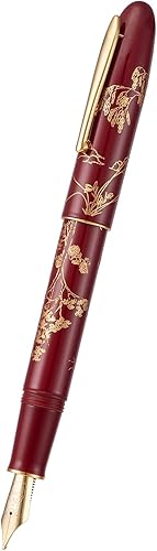 Miniatura 8 de HONG DIAN N23 Pluma Estilográfica Conejo Rojo, Plumín Mediano de Hoja Larga con Adornos Dorados, Diseño de Tallado de Conejo de la Suerte de Año