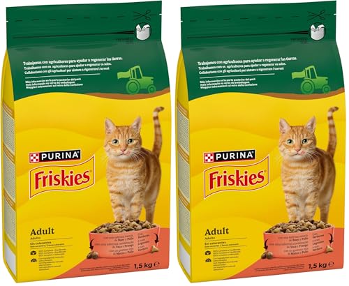 Purina Crocchette Friskies, per il Gatto, con Manzo, Pollo e Verdure, 1.5kg (Confezione da 2)