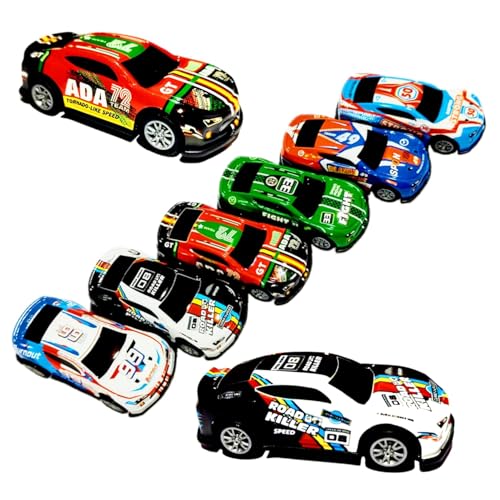Image of Mini Racing Metal Pull Back Car Set, 12 Pieces High-Speed Friction Powered Vehicles, Colorful Diecast Alloy Models, for Kids (12)