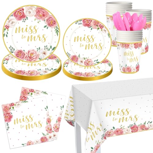 Zhehao 170 Pcs Bridal Shower Plates and Napkins Gold Miss