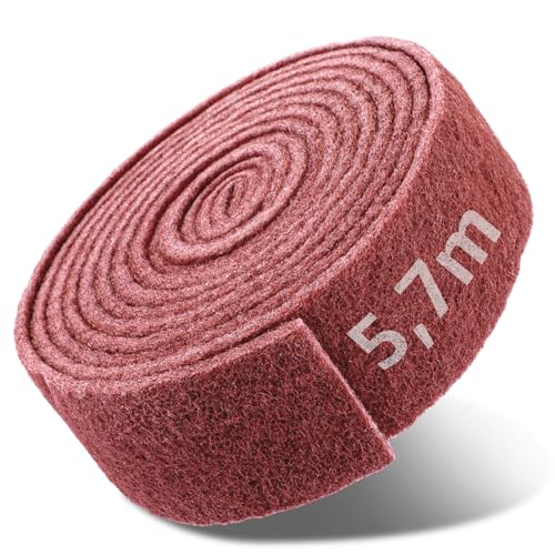 ZOFUN Schleifvlies Metall Schleifvlies Holz, 5.7 M x 90MM Korn 240 Schleifvlies Schleifvliesrolle, Rosa Schleifvliesrolle Poliervlies Schleifflies für Holz, Metall, Edelstahl, uvm