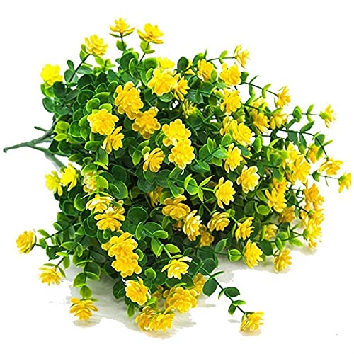 Buiten decoratieve planten 6 stks kunstbloemen, nep outdoor planten faux plastic groen struiken binnen buiten opknoping… - Afbeelding 4