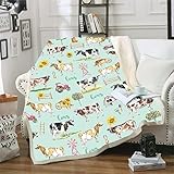 Cow Blanket, Cow Print Blanket, Cow Decor Bedding Throw Blanket, Spring Summer Sunflower Farmhouse T