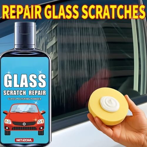 Windshield Scratch Remover - 120ml Automotive Glass Repair Solution with Sponge, Garage Household Vehicle Detailing | Window Coating Scratch Repair,for Garage Automotive Vehicle RV Truck Household - 4