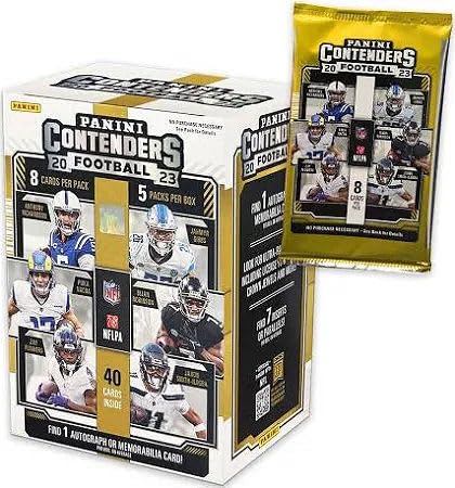 2023 Panini Contenders Football BLASTER box (40 cards/bx incl. ONE Memorabilia or Autograph card)