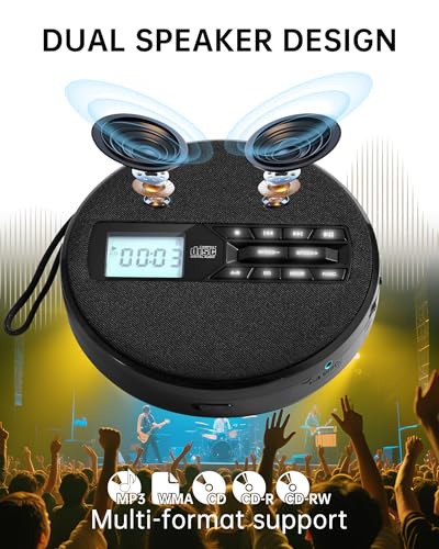 image for SFOOEOJ CD Player Portable with Speakers - Rechargeable Personal CD Pl